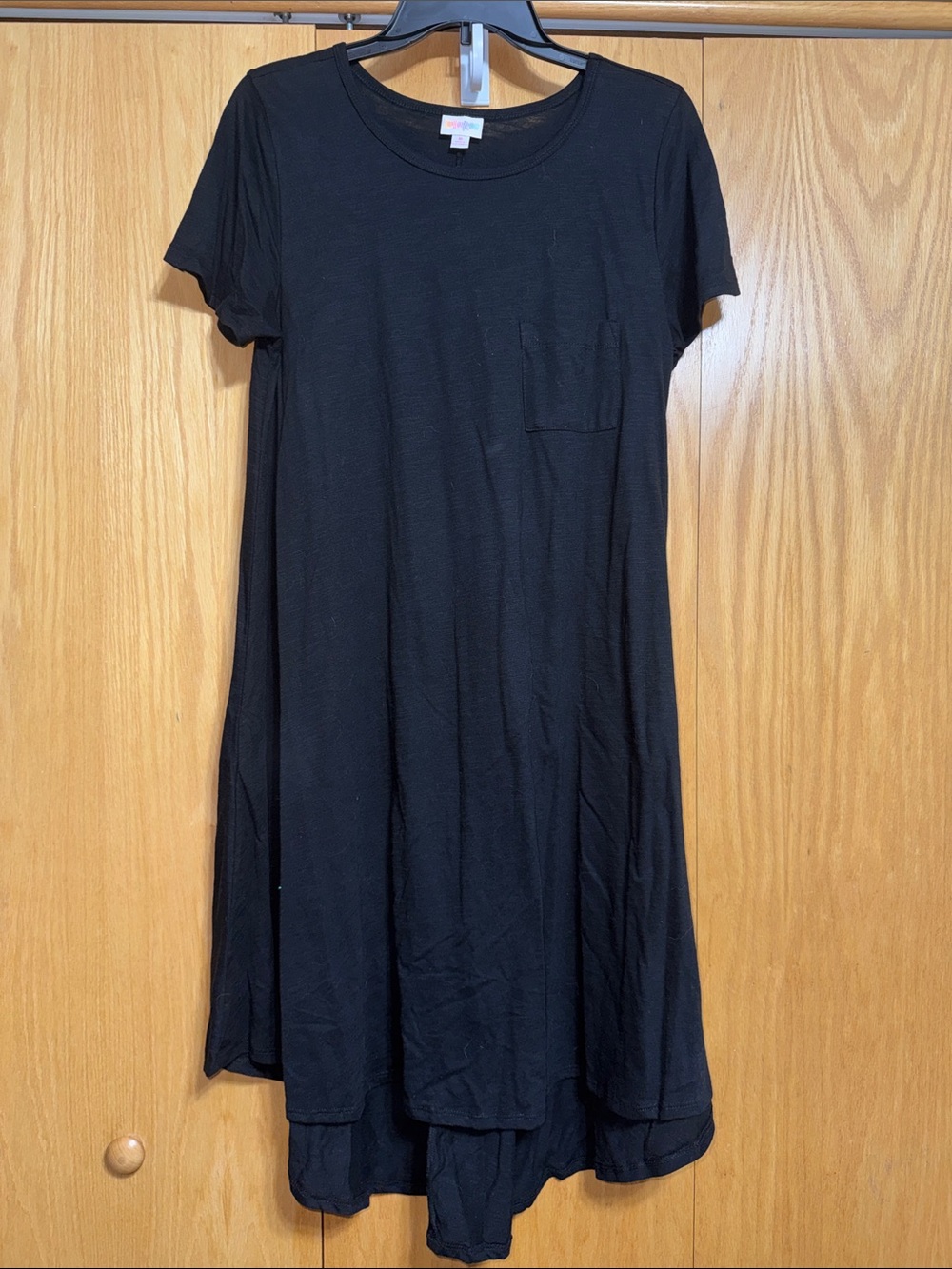 LuLaRoe Carly Black Short Sleeve High-Low Swing Dress
